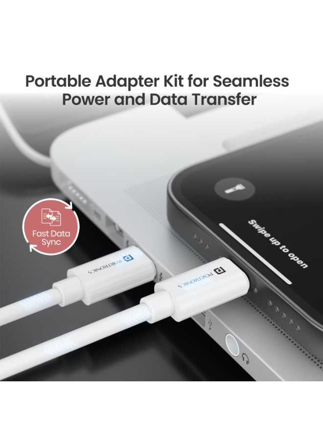 بورترونيكس Portronics Snapcase 4 60W Multifunctional Fast Charging Data Cable Transparent Kit, Conversion Set USB A & Type C to Male Micro/Type C/Lightning, Data Transfer, Sim Storage, Sim Eject Pin,Pocket Size - Image 3